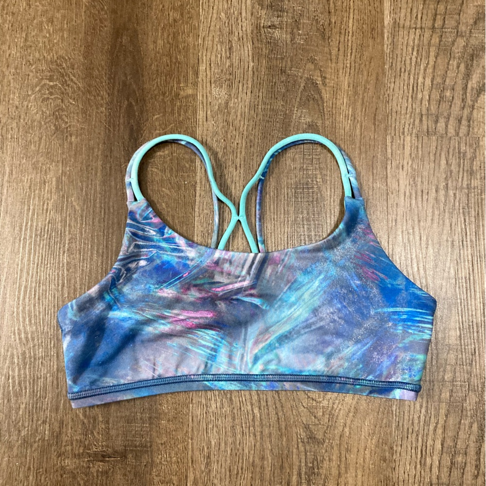 Ivivva Lululemon Girls Sports Bra Patterned Purple And Blue Sports Bra Size 12